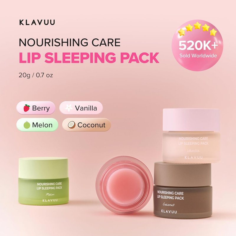Klavuu Lip Mask – Overnight Hydrating Korean Lip Balm for Dry, Chapped Lips | Berry Exfoliating Treatment (0.7oz)