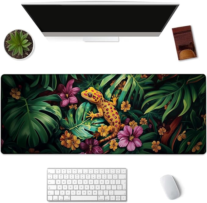 Kibue Lizard Gaming Mouse Pad Extended Desk Computer Keyboard Laptop Mouse Pads for Gaming Home Office Work, Large Long Desk Mat Mousepad with Non-Slip Rubber Base 31.5×11.8inch(20)