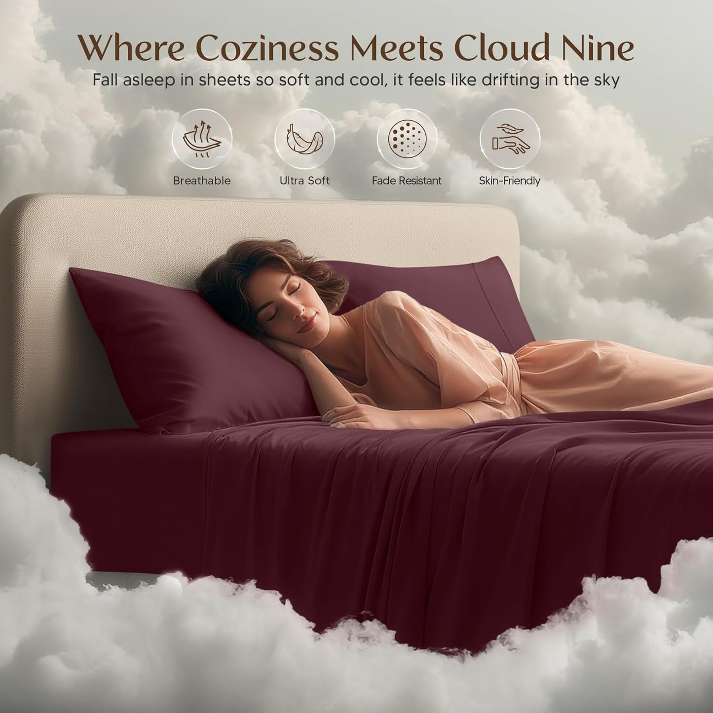 Utopia Bedding Queen Size Sheet Set - Soft & Breathable 4-Piece Microfiber Bed Sheets | Oeko-Tex Burgundy