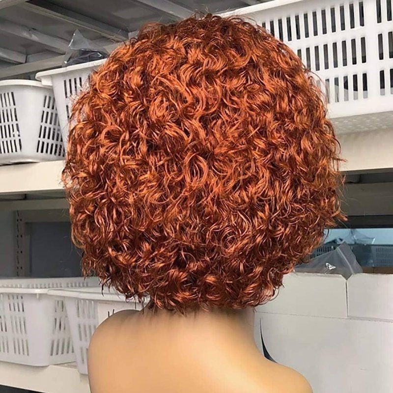 Pixie Cut Wig Human Hair 8 Inch Chocolate Brown Human Hair Wigs For Black Women Short Curly Glueless Wigs Human Hair Pre Plucked Pre Cut 4x4 Lace Closure Wear and Go Glueless Wigs (Brown, 8 inche)