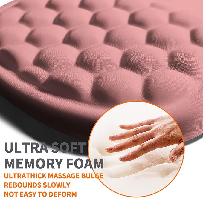 Armanza Ergonomic Joint Wrist Support Mouse Pad with Memory Foam Cushion Massage Bump, Carpal Tunnel Pain Relief Mousepad Slope Design for Wrist Rest, 11.8x7.9 in, Pink