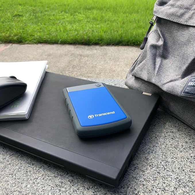 Transcend StoreJet 1TB External Hard Drive, for PS4/PC/Mac/Desktop/Laptop/Xbox, USB3.1(5Gbps)Type-A Portable HDD, One Touch Auto-Backup/Shock Resistant/Three-stage shock protection system(TS1TSJ25H3B)