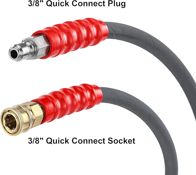 M MINGLE Pressure Washer Jumper Hose, 5 FT Whip Hose for Power Washer, Hose Reel Connector with 3/8 Inch Quick Connect