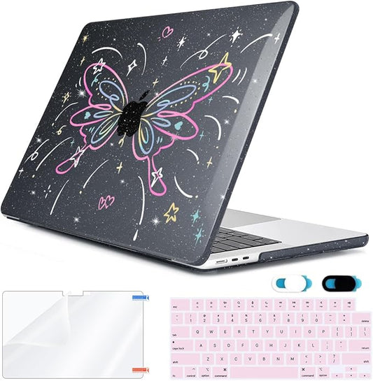 HOHAIYOO for 2026 2025 2024-2022 MacBook Air 13 inch Case M5 A3449 M4 A3240 M3 A3113 M2 A2681 with Touch ID& 13.6" Liquid Retina Display, Hard Shell&Keyboard Cover&Screen Film&Webcam Cover, Butterfly