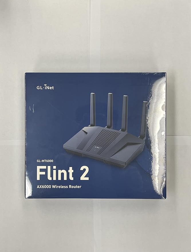 GL.iNet GL-MT6000 (Flint 2) WiFi 6 High Speed Gaming Routers for Wireless Internet, 2 x 2.5G Ethernet Ports, Long Range Computer VPN WiFi Router, Home & Business