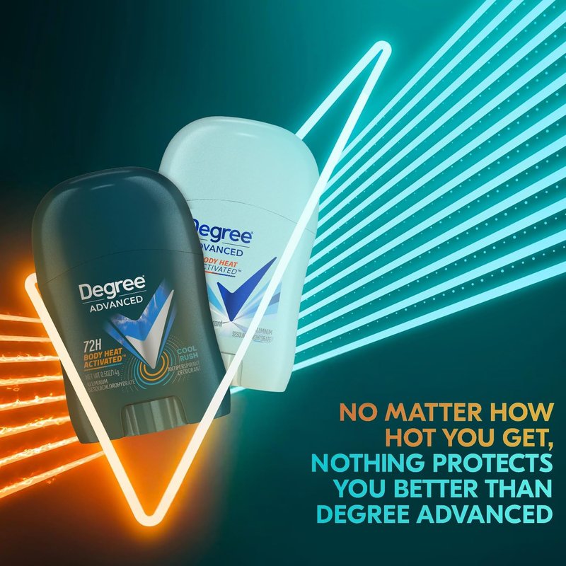 Degree Travel Deodorant Variety 24-Pack (12 Cool Rush + 12 Shower Clean) – 72H Body Heat Activated Mini Antiperspirant, 0.5 Oz Ea