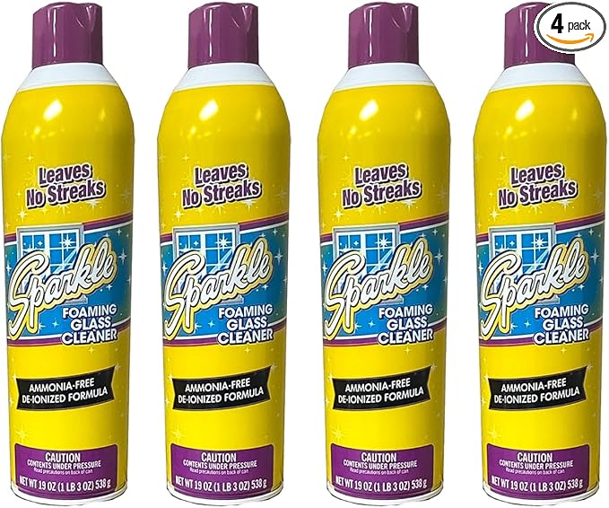Sparkle Glass Cleaner Aerosol Spray Bottle, Ammonia-Free De-Ionized Formula, Leaves No Streaks, 20-Ounce Bottle (Pack of 3)