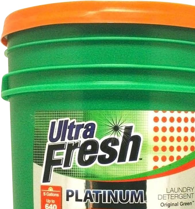 Ultra Fresh 3X Platinum 5 Gallon Laundry Detergent Liquid for All Machine Types with Easy Dispensing Pump, Up to 640 Loads, Original Green (4 Pack)