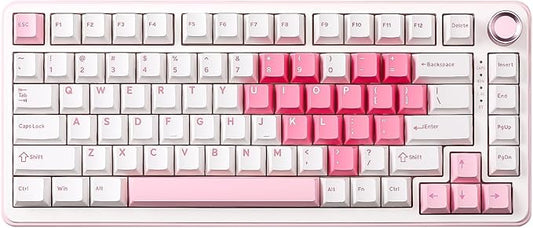 YUNZII B75 PRO Wireless Mechanical Keyboard,75% Layout with Knob,Hot Swap Gasket Structure,Creamy Pre-lubed Switches,RGB Backlit,Bluetooth/Type-C/2.4G for Win/Mac (White, Milk Switch)