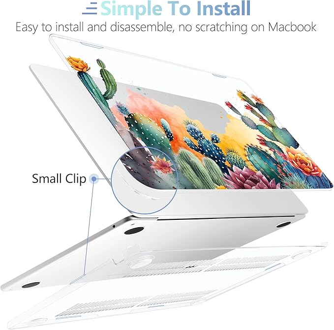 MEEgoodo for M5/M4/M3/M2 MacBook Air 15 inch Case 2026 2025 2024 2023, Case Fit Model (A3448/A3241/A3114/A2941) for MacBook Air 15.3 inch, Tropical Cactus