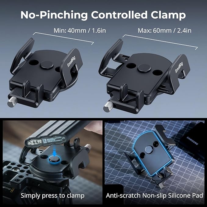 SMALLRIG Universal SSD Holder for MagSafe, SSD Mount Bracket for Samsung T5 T7 SSD, for SanDisk SSD,for iPhone 17/16/15/14, for Camera Cage, with Cold Shoe & Cable Clamp, 40-60mm Wide Clamping - 5196
