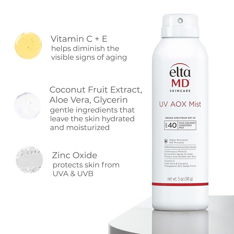 EltaMD UV AOX Mist - Hydrating Mineral Sunscreen Spray for All Skin Types | 3 oz