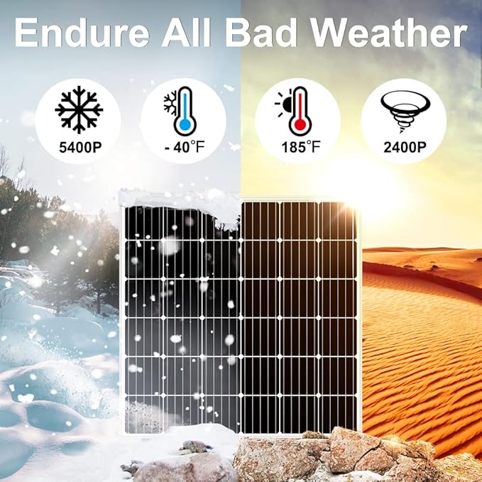 DOKIO 150W 18V Monocrystalline Solar Panel, Compatible with 12V System, Aluminum Frame with MC4 Connector, Pre-Drilled Holes for RV, Boat, Roof & Off-Grid Power