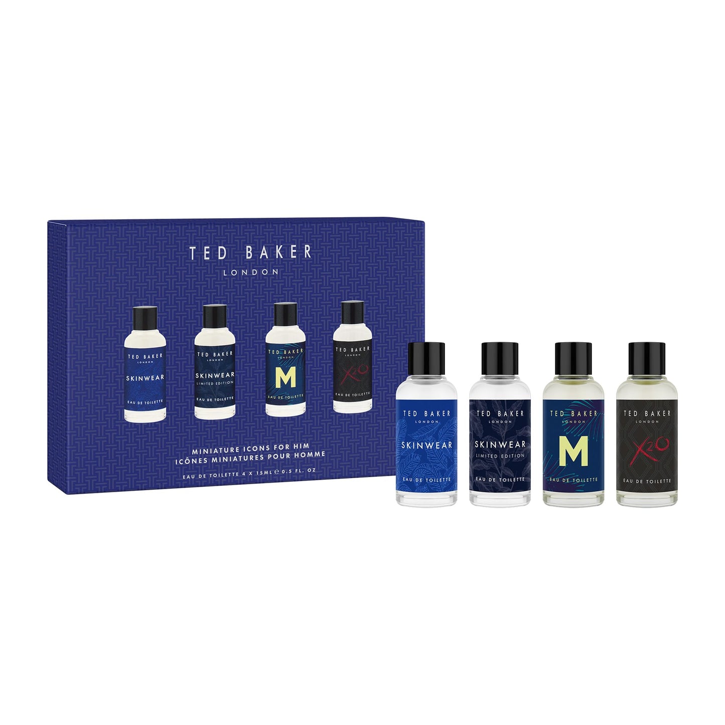 Ted Baker Mini Cologne Gift Set for Him Mini Eau de Toilette: Skinwear, Skinwear Limited Edition, M, X2O, Travel Friendly Men’s Fragrance Collection Great Gift Idea For Men 4 x 0.51 fl oz