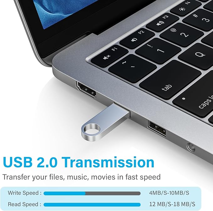 ABLAZE 2GB Flash Drive 2 Pack, Metal USB 2.0 Thumb Drives with Keychains USB Stick Pendrive (Sliver)
