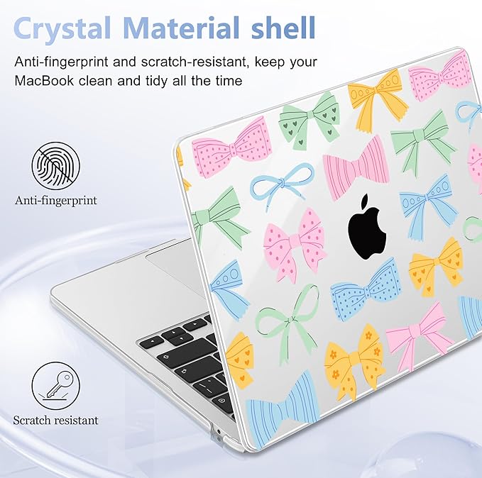Lepeoac Case for 2026/2025/2024/2023 MacBook Air 15-inch Laptop Release M5 A3448 /M4 A3241 /M3 A3114 /M2 A2941, Stylish Protective Hard Shell Cover for MacBook Air 15.3 inch, Colorful Bow