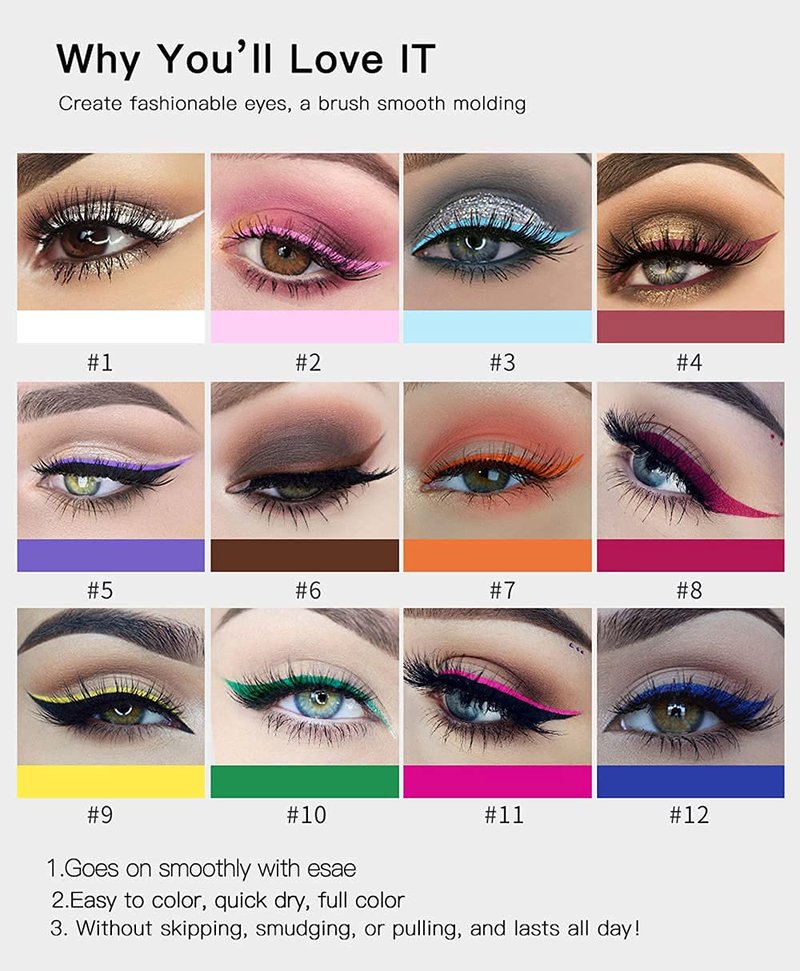 Liquid Glitter Eyeshadow & Matte Eyeliner Set - Rainbow Neon Colors | Waterproof & Smudgeproof Makeup Gift Kit for Women