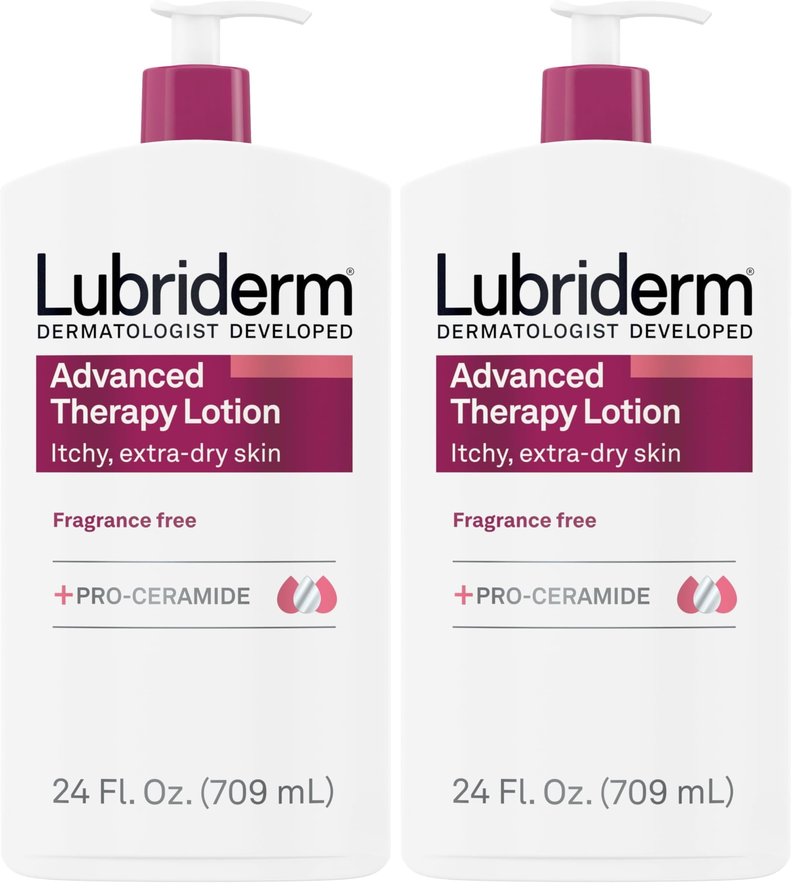 Lubriderm Advanced Therapy Moisturizing Lotion with Vitamins E and B5, Deep Hydration for Extra Dry Skin, Non-Greasy Formula, 24 fl. oz (Pack of 2)