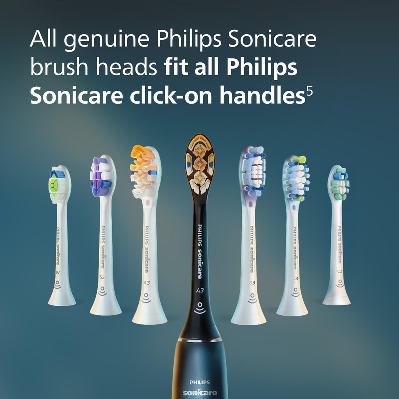Philips Sonicare G3 Two-in-One - Genuine Replacement Electric Toothbrush Heads, Black, 4 Pack One Year Supply, HX9054/95