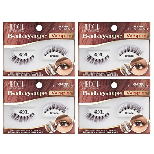 Ardell Balayage Wispies False Eyelashes - Bronde Brown Wispy Strip Lashes, Natural Look, Lightweight, Reusable | 4 Pack