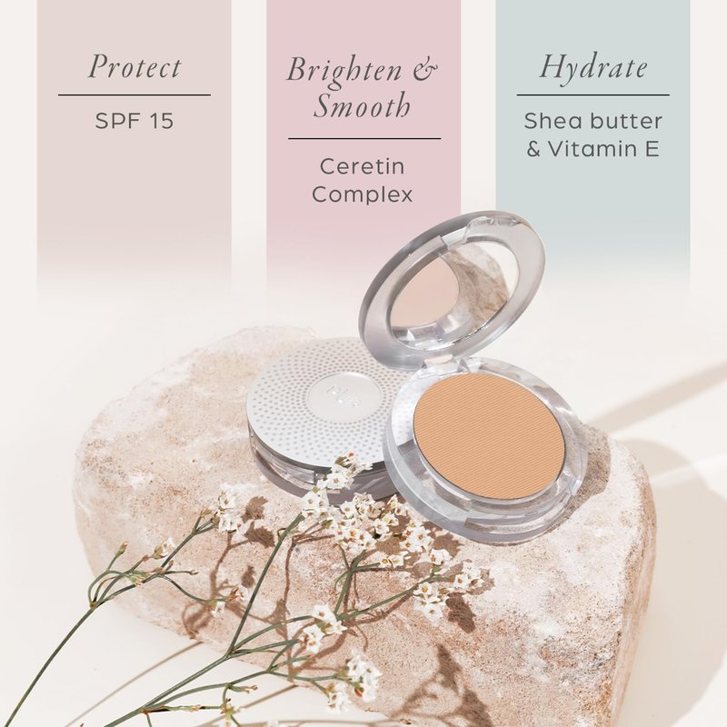 PUR Beauty 4-in-1 Pressed Mineral Makeup Powder Foundation with SPF 15 - Concealer & Finishing Compact Pressed Powder for Face - Buildable Medium to Full Coverage Foundation Powder (Light Porcelain)
