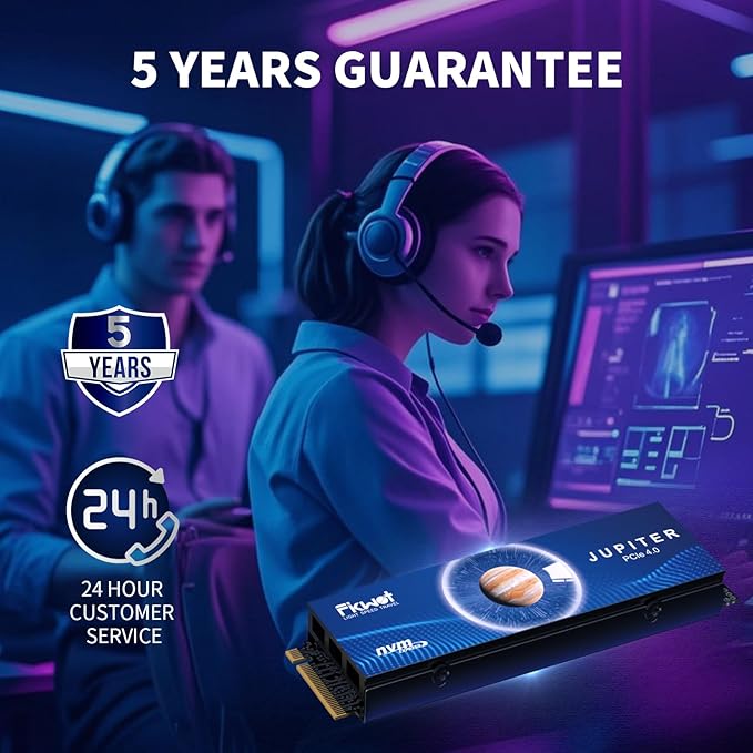 Fikwot FX910 4TB M.2 NVMe SSD for PS5&PC, PCIe Gen4 2280 Gaming SSD with Heatsink, Up to 7000MB/s, Internal Solid State Drive