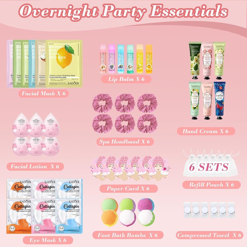 Spa Party Supplies Kit - 100PCS Balloons, Face Masks, Lip Balm & Foot Bath Bombs | Perfect Birthday Gift for Girls & Women
