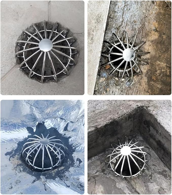 2Pcs 304 Stainless Steel Drain Outdoor Roof Anti-Blocking Line Cap Drain Cover Gutter Protector Cleaner Gutter Cleaning Tools (4.92 * 4.92in)