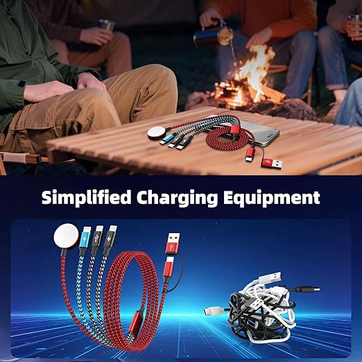 Cruise Essentials 2026, Travel Essentials Dual Type-C 4 in 2 Multi Charging Cable for iPhone Watch Charger/iPhone 17/IP, iWatch Charger, Compatible with iWatch 11-2/Ultra/iPhone 17-8,Car/ Camping 5FT