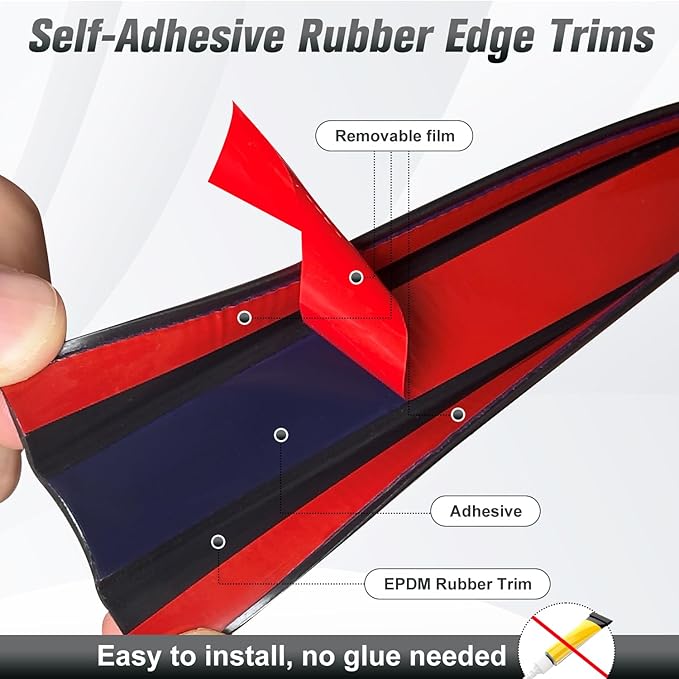 Rubber Edge Trim, Self Adhesive U Channel Edge Trim, Big Size U Shaped Trim, Edge Banding for Plywood, Woods, Shelf, Cabinet, Countertop, Size 3/4", Length 20Ft, Black