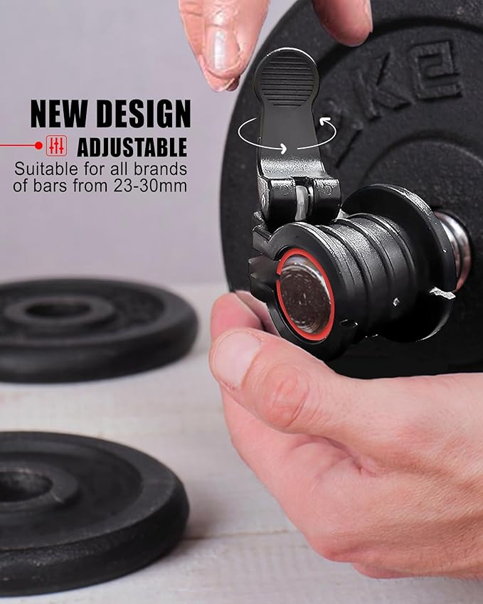 ZY-HUAN Barbell Clips 1 inch I Multi-Size Adjustable Weight ClipsIBarbell Clamps 1 inch IQuick Release Barbell Collar Pair of Locking for Dumbbell Bar (red)