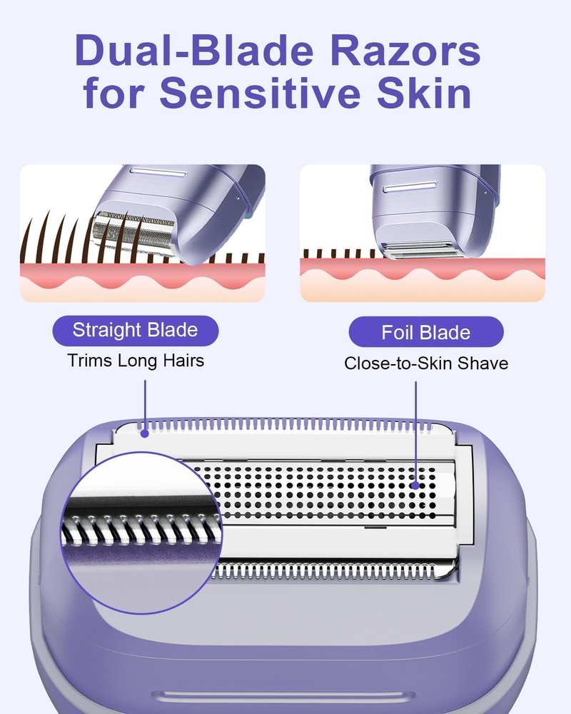 Electric Razors for Women - Waterproof Mini Rechargeable Shaver for Hair Removal | Legs, Face, Body, Bikini (Purple)