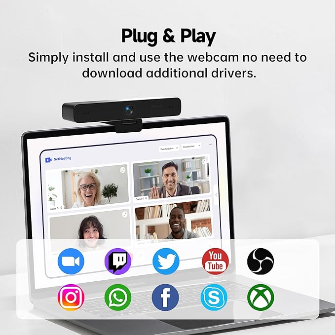 Horion 4K Conference Camera with Microphone, Auto Framing Camera for PC, 10X EPTZ Zoom, Plug & Play USB 3.0,Video with Dual AI Noise-Canceling Mic, for Video Conference, Streaming, PC/Mac/Linux, HC-5M