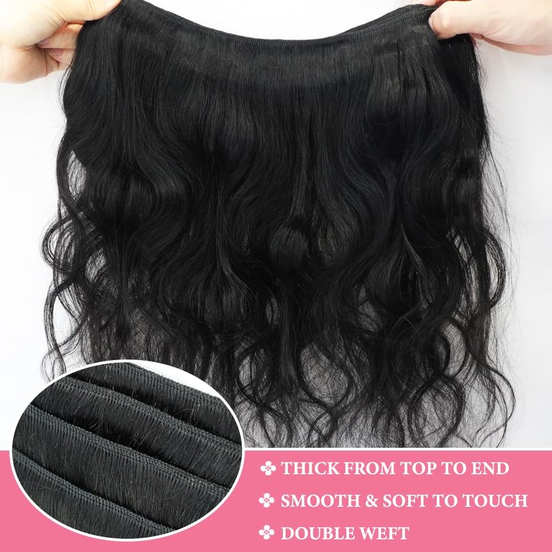 Body Wave Bundles Human Hair Extensions 100% Unprocessed Brazilian Human Hair Bundle Natural Black Hair Extensions 16inch