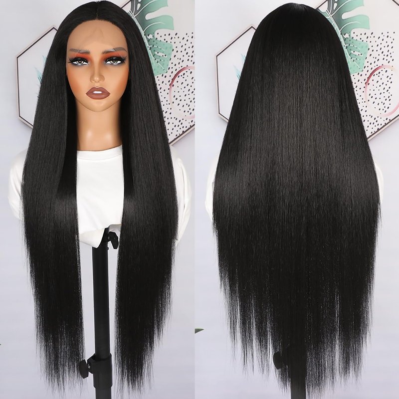 Lezaxiu Black Body Wave Lace Front Wigs Pre Plucked Ready to Wear Wigs Glueless Long Wavy Wig Heat Resistant Wear and Go Wig Synthetic Lace Front Wigs for Black Women