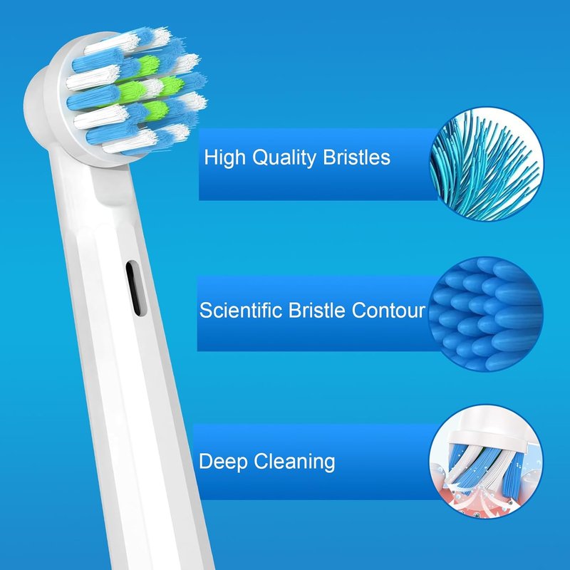 Replacement Electric Toothbrush Heads - 8-Pack Compatible with Oral-B Pro 1000 & Genius X | Medium-Soft Bristles for Gentle Deep Clean
