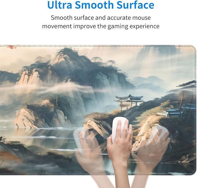 PPZCXWP Large Mouse Pads Anime Landscape Mountain Wilderness Wonderland Non-Slip Rubber Base Gaming Mousepad, Keyboard and Mouse Pad with Stitched Edges,PC Desk Mat for Game,Work,Office(31.5"*11.8")
