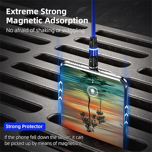 Losuesme Magnetic Charging Cable (6-Pack,1.6+3.3+3.3+6.6+6.6+10ft) 540° Rotation Magnet Phone Charger USB C Cable 3A Fast Charging Magnetic Charger Cable with LED Light for Micro USB Type C Device
