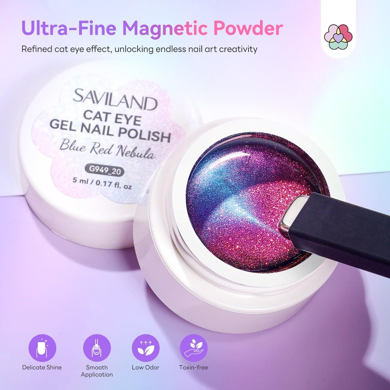SAVILAND Color Artistry Cat Eye Gel Nail Polish Set: 2026 12 Colors 5ml Crystal Shiny Gloss Cateye Gel Polish Aurora Borealis Pink Blue Magnetic Gel Polish Glitter Gel Nail Polish Gifts Home DIY