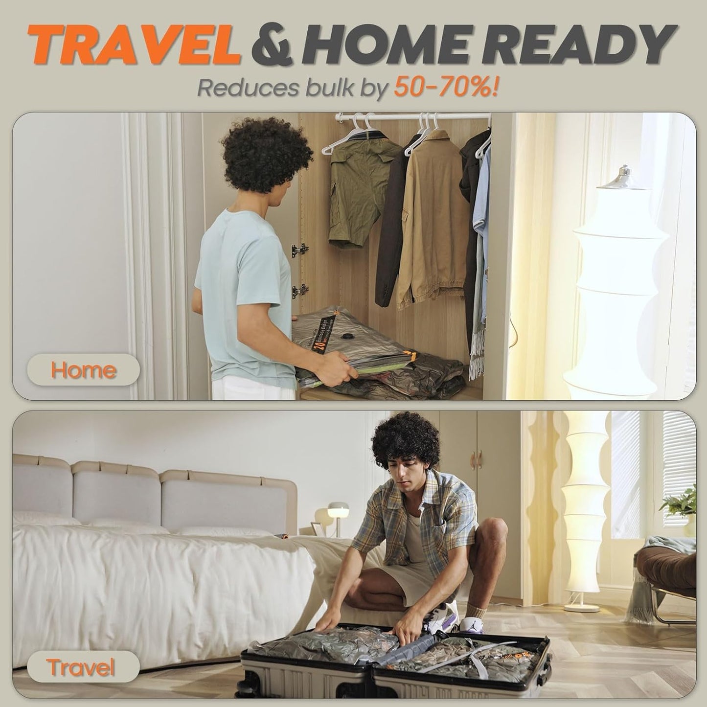 Rechargeable Wireless Pump | Travel Storage Bags Set - 15 Pack Small Vacuum Bags for Space-Saving Packing
