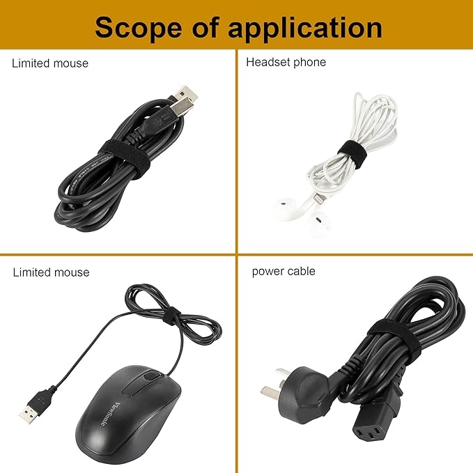 XINYIBO 1/2 inch Reusable Fastening Tape Cable Ties Double-Sided Hook-and-Loop Cable Management Tape (Black 25 Yards)