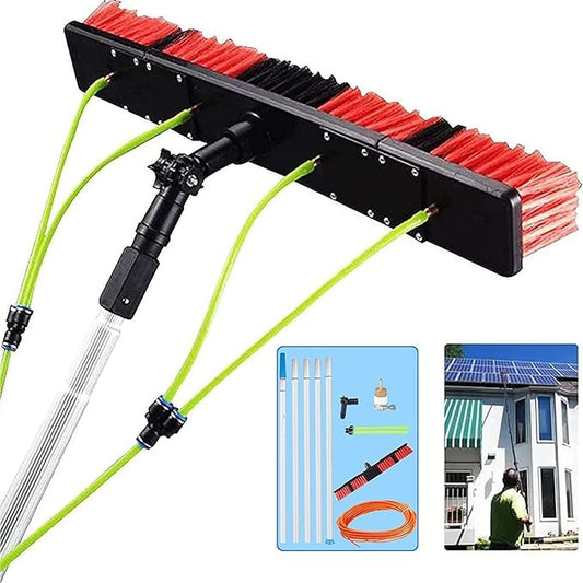 12m/39.5ft Window Cleaning Pole Water Fed Telescopic Extended Extension Conservatory Hose Fed Brush Kit(50cm Brush 12m Pole)