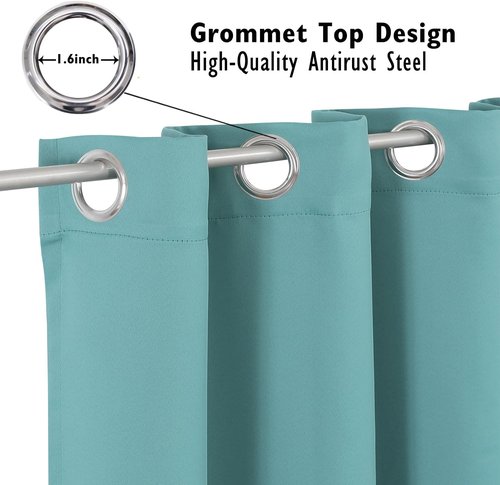 ChrisDowa Blackout Curtains - Thermal Insulated Room Darkening Panels, 52 x 45 Inch, Aqua (Set of 2)