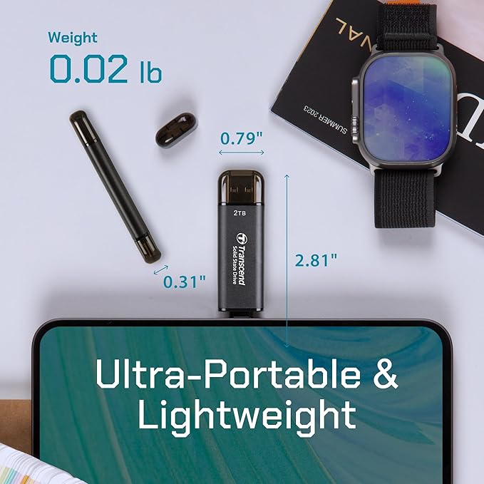 Transcend ESD310 128GB External SSD, Up to 1,050MB/s, Dual USB Flash Drive for iPhone/iPad/Mac/Windows, Android/Tablet/PC, USB 3.2 Gen 2 Thumb Drive Photo Stick, 2-in-1 Type C &Type A Memory Stick
