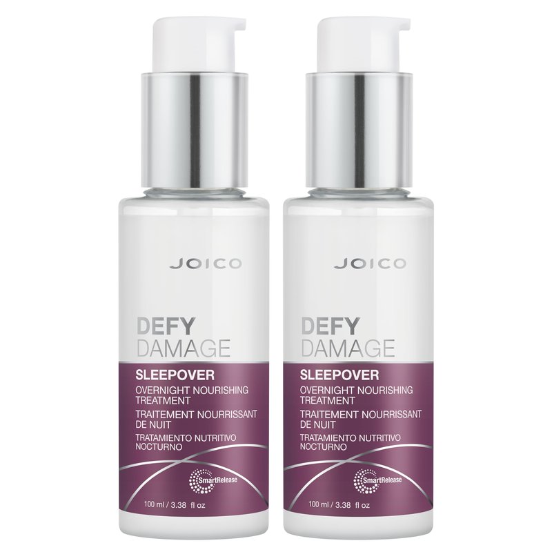 Joico Defy Damage Sleepover Overnight Nourishing Treatment | Instantly Softens & Smooths | Strengthen Bonds | Reduce Breakage & Split Ends | No Rinse Formula | With Arginine & Keratin | 3.38 oz | 2 Pack