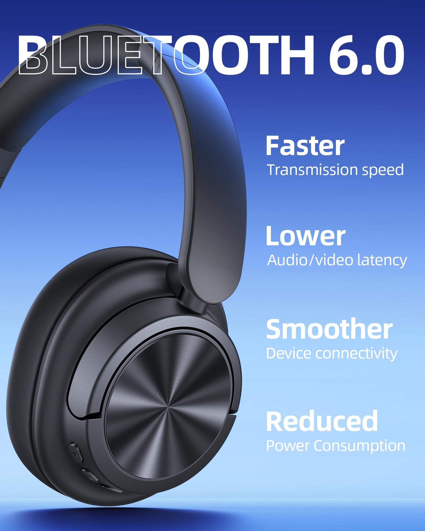 bmani Hybrid Active Noise Cancelling Headphones 120H Playtime Wireless Headphones Bluetooth 6.0 Over Ear Headphones with 6 ENC HD Call Mic, 360° Spatial Audio ANC Headphone for Travel Workout (Cyan)