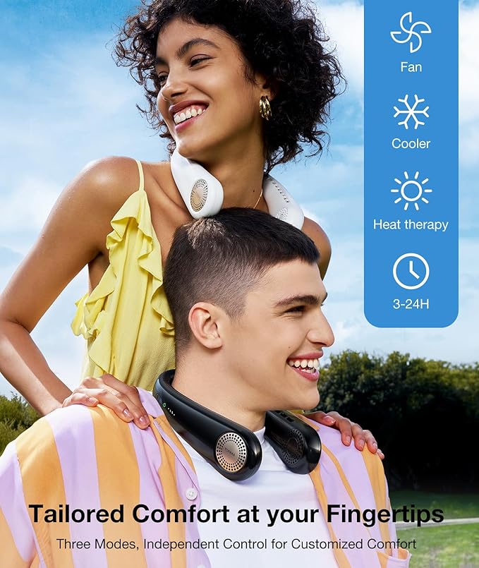 TORRAS COOLiFY Air 2026 Upgraded Neck Fan Air Conditioner, Dual-Airflow Pro Cooling, Ultra Light Portable Fan Rechargeable, Personal Cooling Fan Travel Essentials, Gift for Dad Father,White