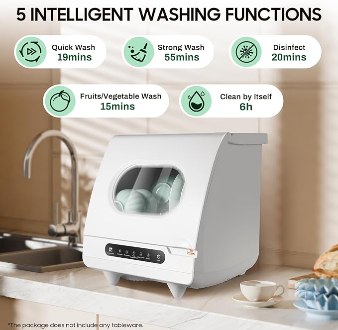 800W Countertop Dishwasher 5 Washing Program with 360°Dual Spray Leak-Proof Dry Portable Dishwasher Compact & Convenient Mini Dishwasher for Kitchen,Office,RV (800W-15.6 * 15.4 * 16.9in)