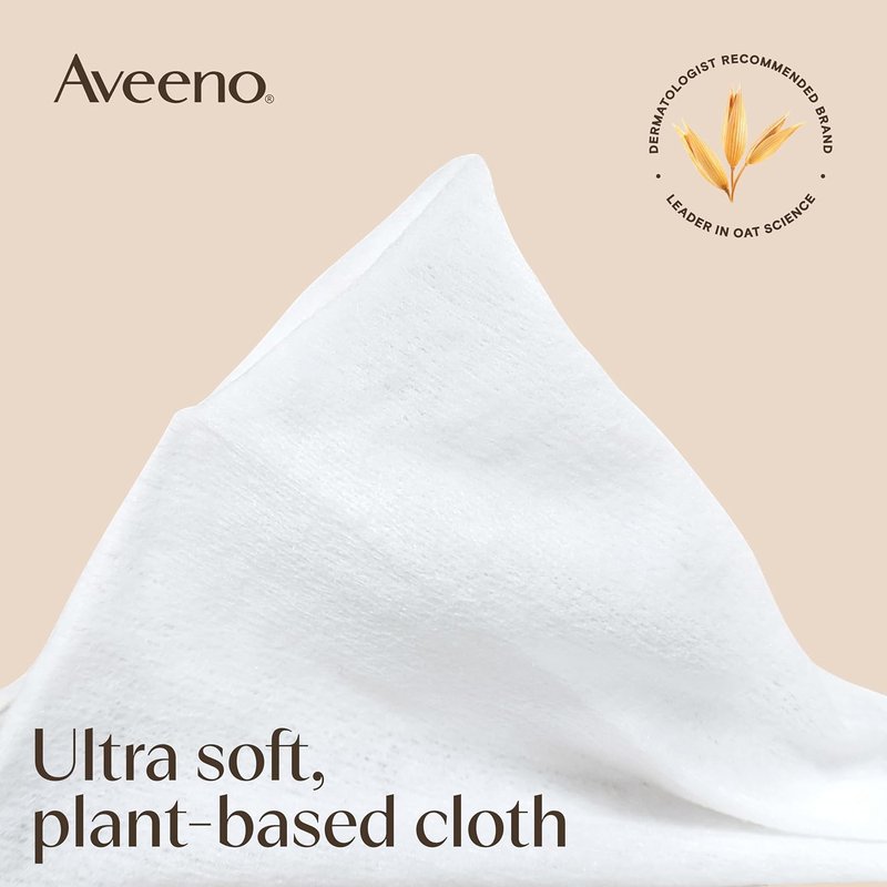 Aveeno Calm + Restore Makeup Remover Wipes - Unscented, Fragrance-Free Facial Towelettes with Oat Extract & Feverfew | 25 Ct