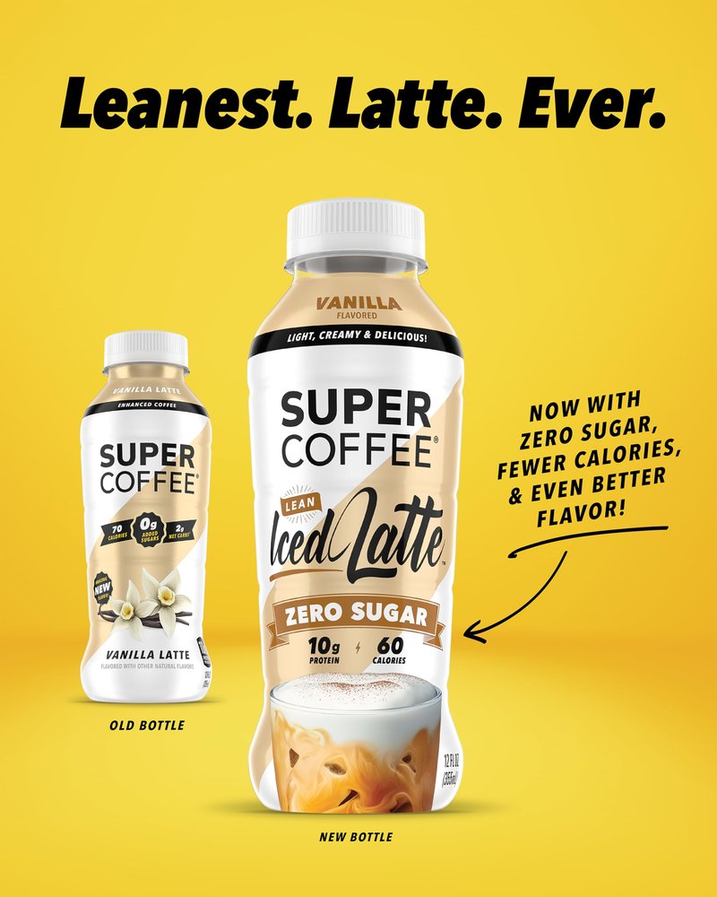 Super Coffee, Ready To Drink Iced Coffee, Vanilla Latte (12 Ounce Bottles, Pack of 12) - Low Net Carbs, No Added Sugar, Keto Friendly, 10g of Protein, Low Calorie, Protein Coffee